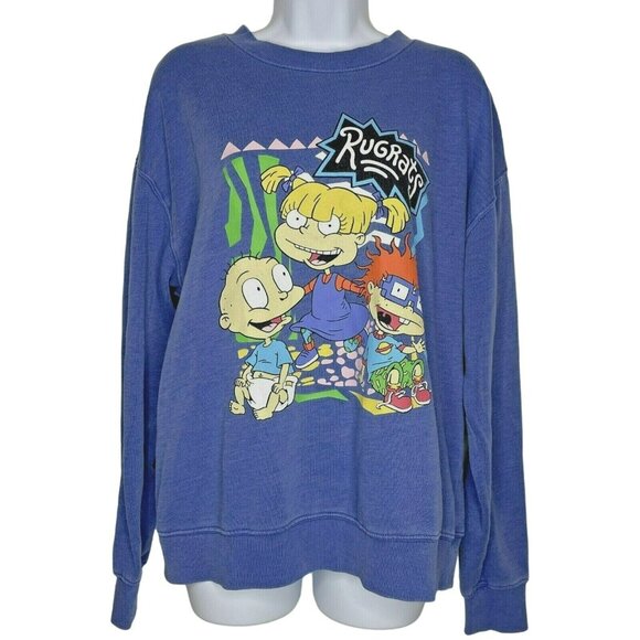 Nickelodeon Rugrats Women's Sz XL Blue Crew Neck Pullover Sweatshirt Long Sleeve - Picture 1 of 7